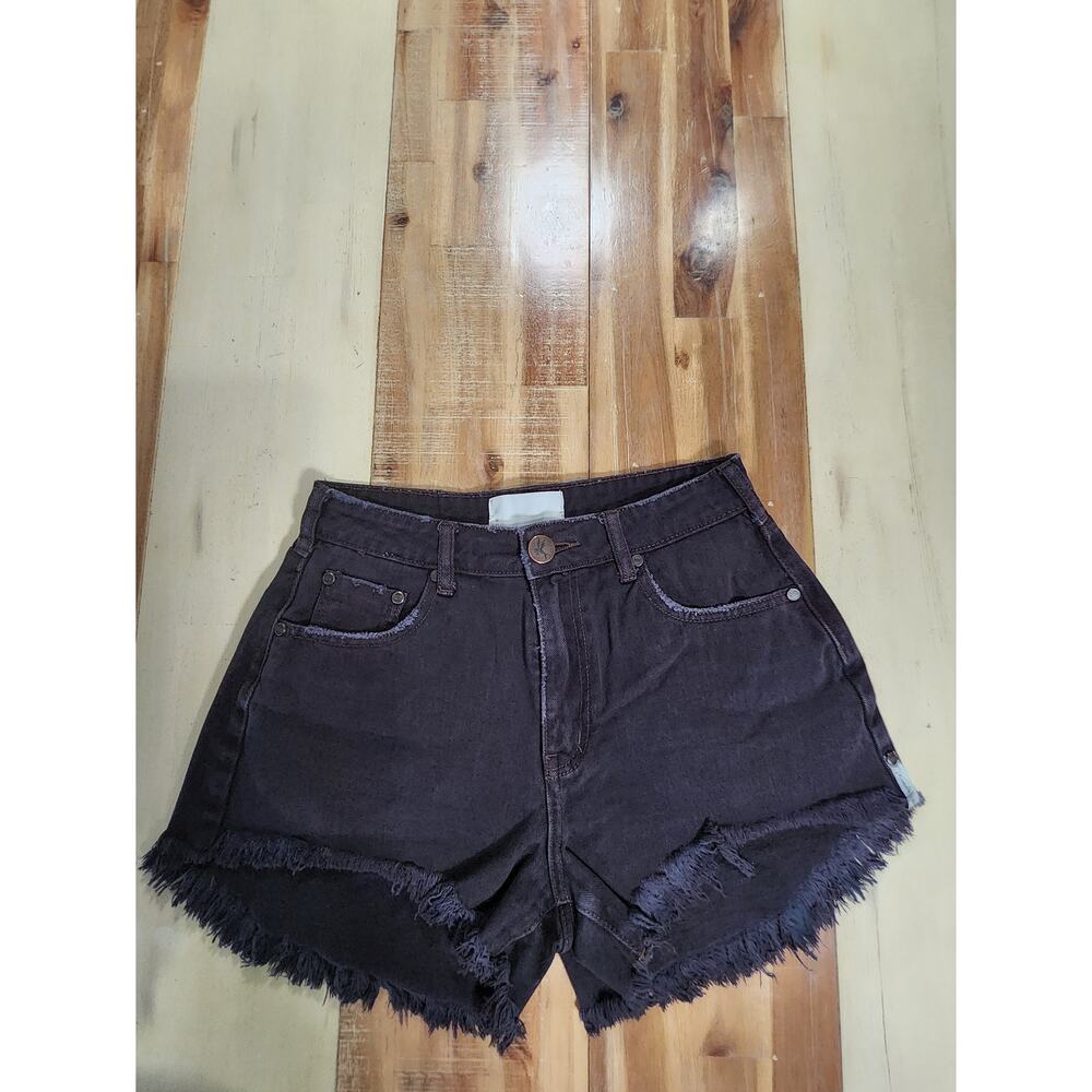 One Teaspoon Black Distressed Denim Cutoff Shorts Size 26